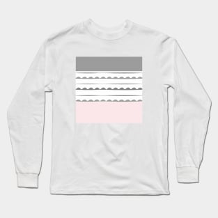 Stripes, pink, white, grey, minimal, line, minimalist, line-art, Long Sleeve T-Shirt